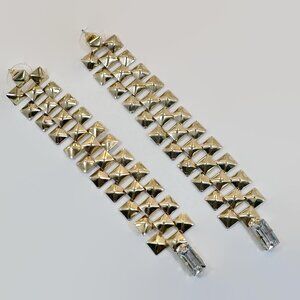 Long Earrings, Gold Tone, Unique, 1980s, 80s, Gold Dangle, 4 1/3" Long, Vintage
